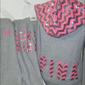 Victoria’s Secret PINK sequin zig zag zip hoodie